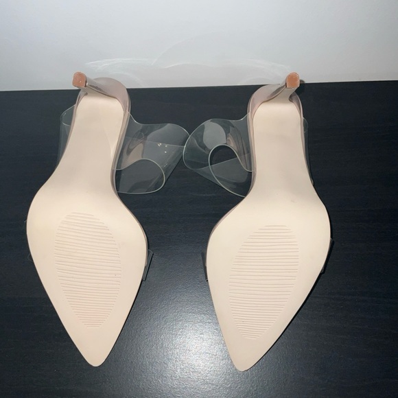 Vivianly Women's Clear Strap Stiletto Heel Sandals Pointed Toe Shoe,Size 9- Nude - Picture 7 of 8